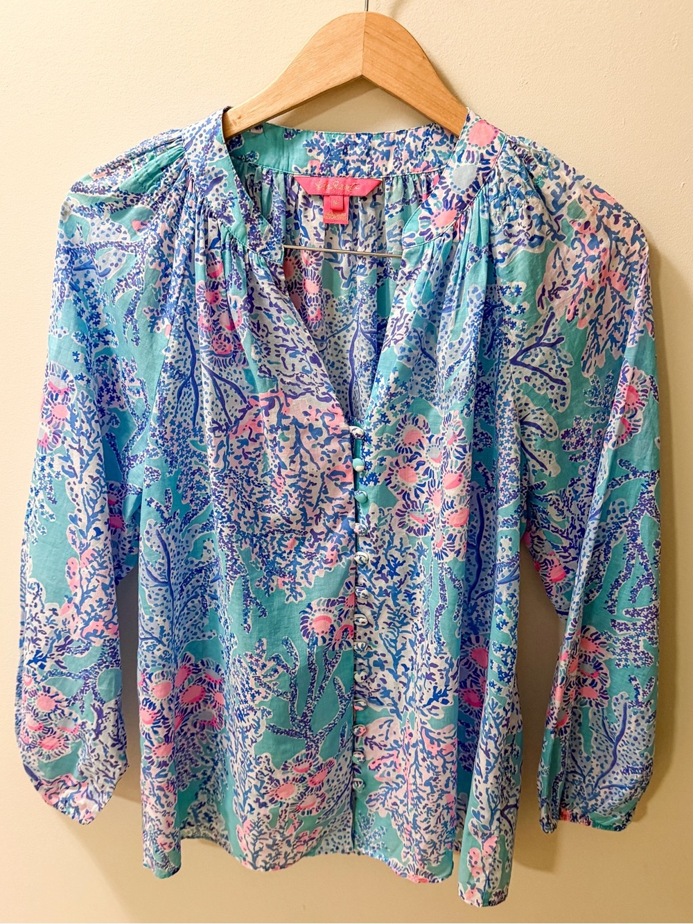 Lilly Pulitzer Coral Reef Print Cotton Blouse Women’s Medium